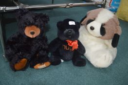 Two Teddy Bears and a Soft Toy Dog