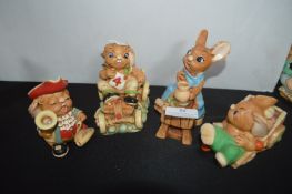 Four Pendelfin Rabbit Figures