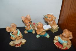 Five Pendelfin Rabbit Figures