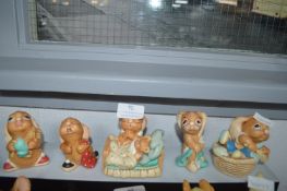 Five Pendelfin Rabbit Figures