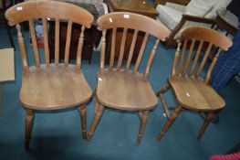 Three Wooden Kitchen Chairs