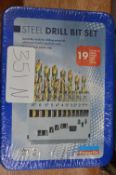 19pc Steel Drill Bit Set