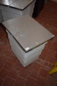 *White Plastic Flour Bin on Wheels with Stainless Steel Hinged Top