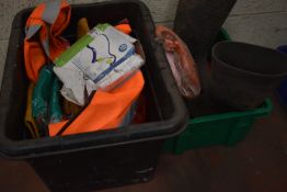 *Two Tubs of Wellies, Protection Suit, Gloves, Hi-Vis, etc.