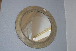 Circular Mirror with Wood Effect Frame