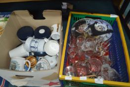 Two Boxes of Glass & Pottery