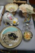 Pottery and Glassware Including Piggybank etc.