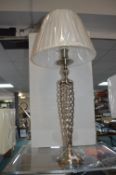 *Dar Brushed Aluminium Table Lamp with Cream Shade