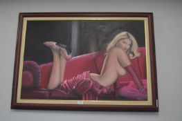 Oil on Canvas Nude by P. Barley