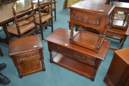 Wood Brother Carved Oak Coffee Table with matching