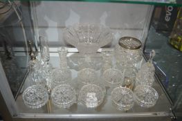 Cut Glass Lead Crystal Dish plus Coasters, Rose Bo