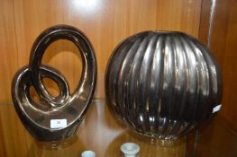 Pottery Vase & Sculpture with Copper Metallic Finish