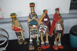 Four African Tribal Beaded Figures