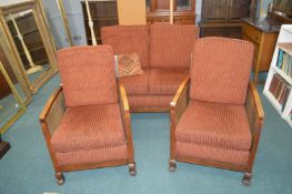 1930's Bergere 3pc Suite Comprising Double Sofa, a