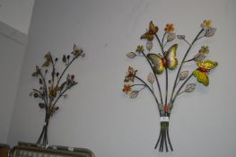 Pair of Metal Butterfly Wall Art Displays