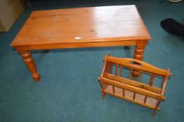 Solid Pine Coffee Table and a Newspaper Rack