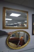 Two Gilt Framed Beveled Edge Mirrors (one AF)