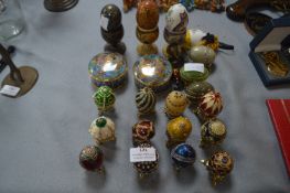 Decorative Enameled Egg Trinket Boxes, etc.