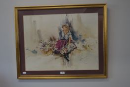 Gordon King Framed Print of a Flower Seller