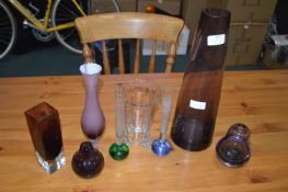 Coloured Glass Vases etc.