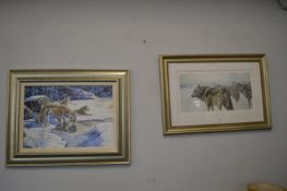 Two Steven Gayford Wildlife Pints - Wolves and Tig