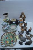 Pottery Vases and Bird Ornaments etc.