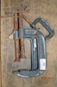 Two 4” and One 2” Clarke G-Clamps