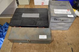 *Box of Various Screws, Thron Contour Three Drawer Storage with Various Drill Bits and Screws