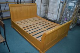 *Light Oak Double Bed Frame 4'6