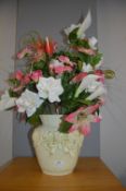 White Pottery vase with Artificial Flowers