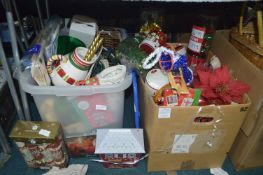 Two Boxes of Christmas Decorations etc.
