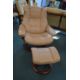 Stressless Leather Reclining Swivel Armchair and Matching Footstool - Image 1 of 2