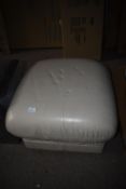 *Beige Leather Effect Footstool