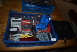 *Box Containing Calculator, Screwdrivers, Knives, Office Stationery, etc.