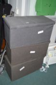 Three Grey Storage Tubs