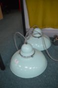 *Pair of Blue Metal Pendant Lamps