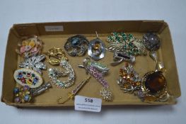 Vintage Costume Jewellery Brooches