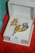 Swarovski Tulip Brooch and a Bear Brooch