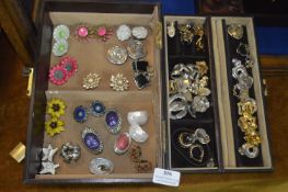 Distressed Jewellery Box Containing Costume Jewell