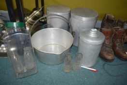 Aluminium Food Storage Canisters, Jam Pan, and Sma
