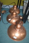 *Three Copper Effect Retro Stye Pendent Lights