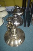 *Pair of Metal Pendant Lamps and Another Lamp