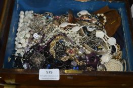 Antique Distressed Box Containing Costume Jeweller