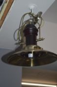 *Vintage Style Wood & Brass Ceiling Light