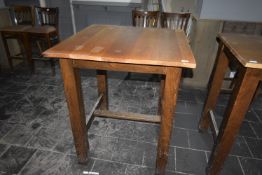 *Oak Topped Poser Table with Darkwood Base 91x89cm