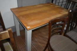 *Rectangular Oak Topped Dining Table on Painted Base 76x120cm
