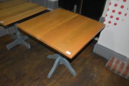 *Square Oak Topped Pedestal Table on Painted Base 75x75cm