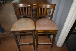 *Pair of Hardwood Barstools with Faux Leather Seat Pads