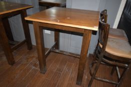 *Darkwood Framed Poser Table with Oak Top 90x91cm
