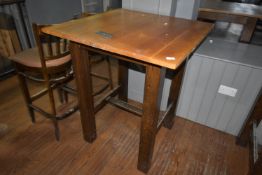 *Darkwood Framed Poser Table with Oak Top 90x91cm